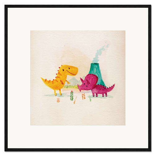 Impressão artística com moldura Amigos de Dino