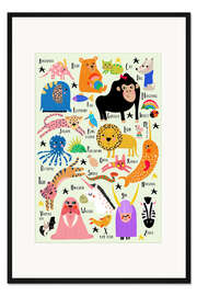 Gerahmter Kunstdruck Tieralphabet (englisch)