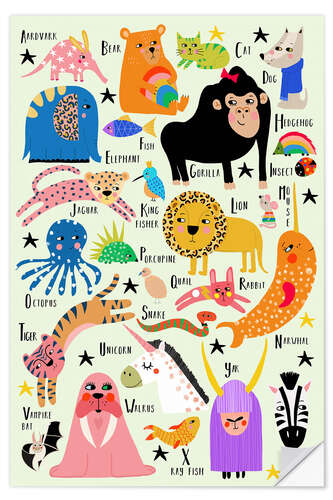 Selvklebende plakat Animal alphabet