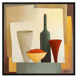 Gerahmter Kunstdruck Stillleben mit Wein - Hans Paus