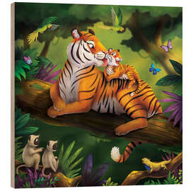 Quadro de madeira Mom Tiger