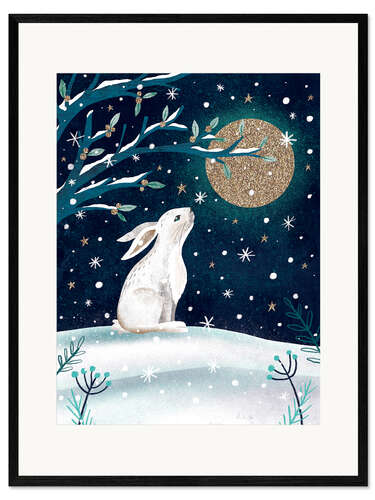 Framed art print Winter Moon and Rabbit