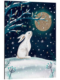 Magnettafel Wintermond und Hase