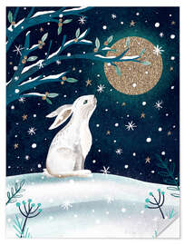 Wandsticker Wintermond und Hase - Claire Mcelfatrick