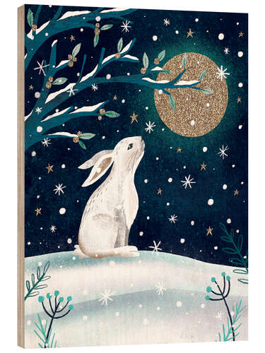 Puutaulu Winter Moon and Rabbit