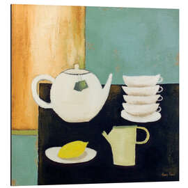 Aluminium print Still life with lemon and tea