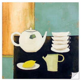 Selvklebende plakat Still life with lemon and tea