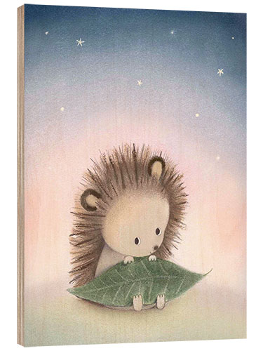 Wood print Little hedgehog