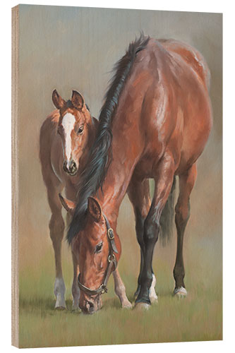 Wood print Mare with a foal