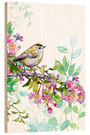 Wood print The little kinglet