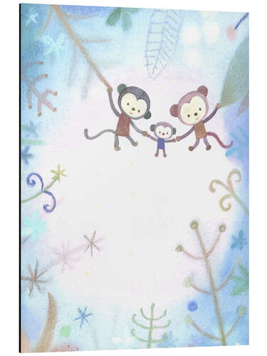 Aluminium print Monkey family