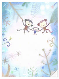 Wall sticker Monkey family