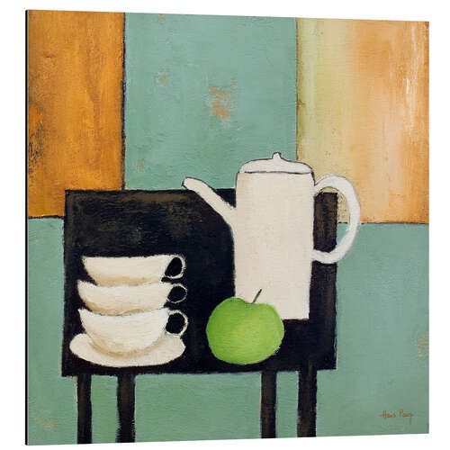 Aluminium print Still life with green apple