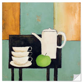 Selvklebende plakat Still life with green apple