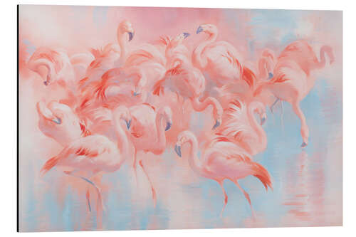 Aluminium print Flamingo swarm