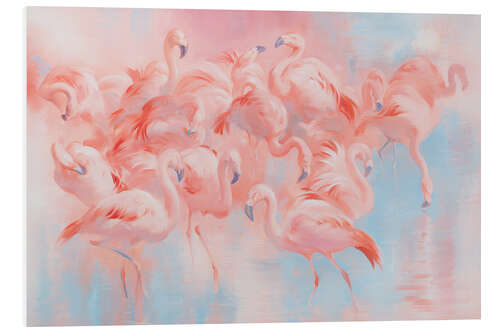 Tableau en PVC Colonie de flamants roses