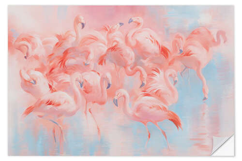 Sticker mural Colonie de flamants roses