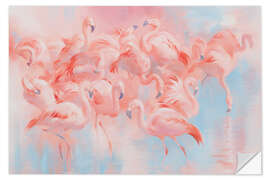 Sticker mural Colonie de flamants roses