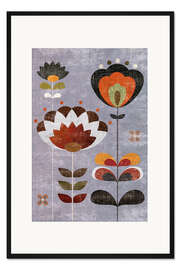 Gerahmter Kunstdruck Retroblumen II