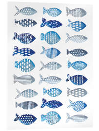 Akryylilasitaulu  Many blue fish - Faye Buckingham