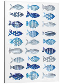 Cuadro de aluminio Muchos peces azules