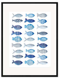 Gerahmter Kunstdruck Viele blaue Fische