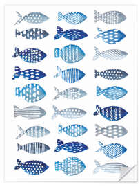 Naklejka na ścianę Many blue fish