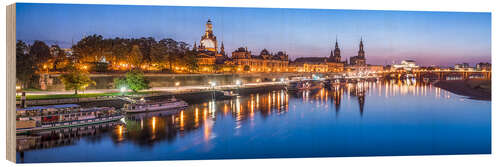 Trätavla Dresden city view in the evening