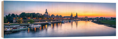 Hout print Dresden at sunset