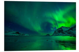 Foam board print Northern Lights at Haukland Beach