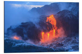 Tableau en aluminium Coulée de lave du volcan Kilauea à Hawaï