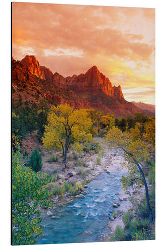 Tableau en aluminium Lumière du soir sur le Watchman Peak