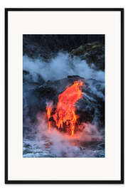 Gerahmter Kunstdruck Lavafluss auf Hawaii