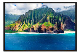 Gerahmter Kunstdruck Kalalau Beach an der Na Pali Coast