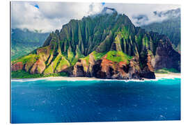 Tableau en plexi-alu Plage de Kalalau sur la côte Na Pali