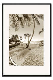 Gerahmter Kunstdruck Hängematte am Strand