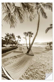 Muursticker Hammock on the beach