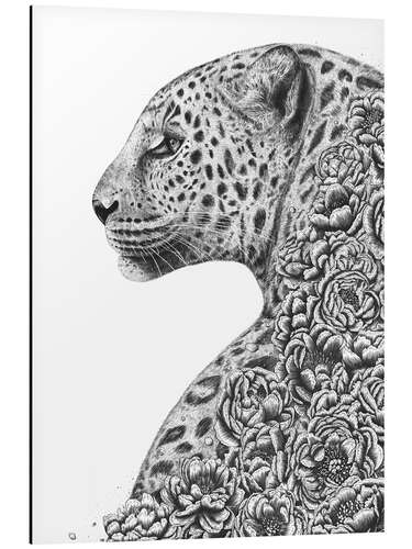 Aluminium print Leopard with flowers