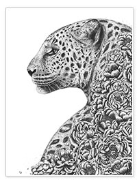 Poster Leopard with flowers