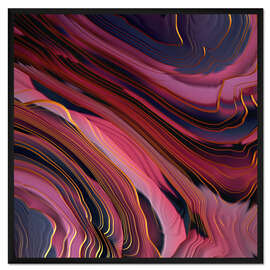 Gerahmter Kunstdruck Abstraktes Design weinrot