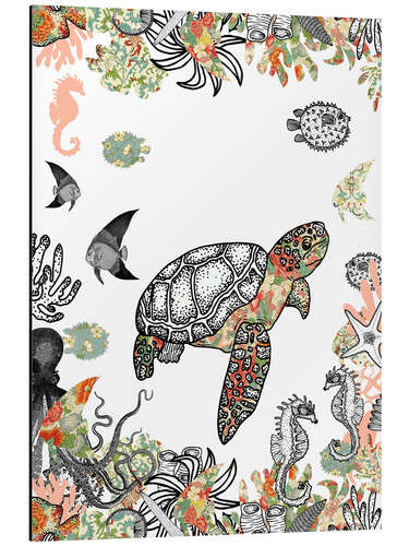 Aluminium print Sea turtle in the coral reef