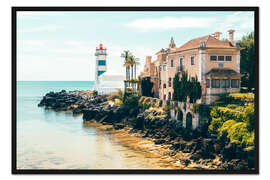 Gerahmter Kunstdruck Leuchtturm an der Atlantikküste, Portugal