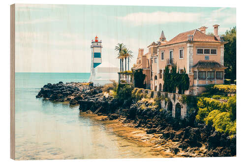 Wood print Lighthouse on the Atlantic coast, Portugal