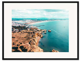 Gerahmter Kunstdruck Blick auf die Küste von Lagos, Portugal