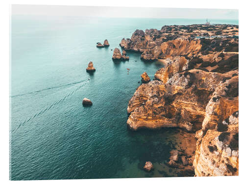 Acrylglasbild Klippen am Strand von Lagos, Portugal