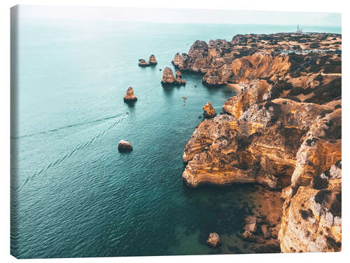 Leinwandbild Klippen am Strand von Lagos, Portugal