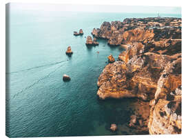 Canvas-taulu Cliffs on the beach of Lagos, Portugal