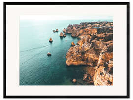 Innrammet kunsttrykk Cliffs on the beach of Lagos, Portugal