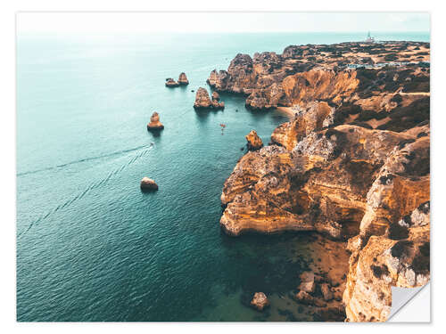Wandsticker Klippen am Strand von Lagos, Portugal