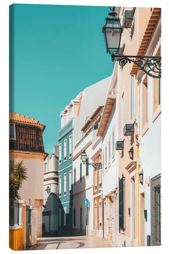 Leinwandbild Bunte Gassen in Cascais, Portugal